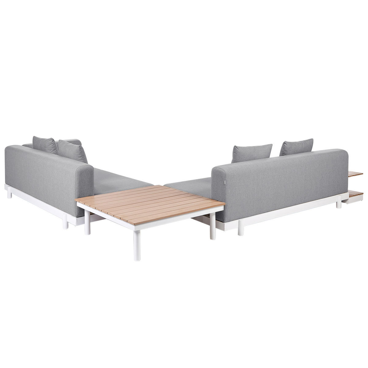 LOUNGE SET 5-Sitzer Aluminium weiß Auflagen grau Missanello - Weiß/Grau, Textil - Beliani