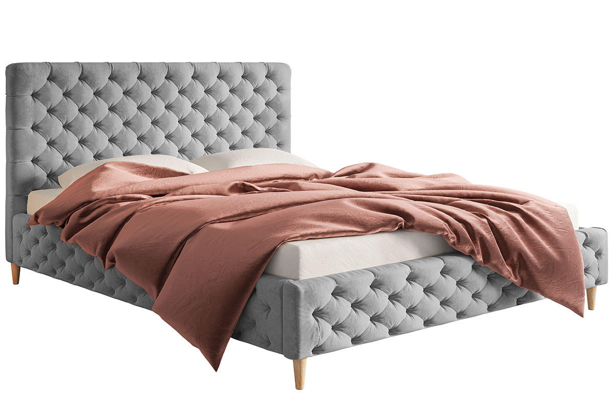 BETT Grau LUXO 5 Gepolstert Gesteppt 120x200 cm - Grau, Textil (120/200cm) - Sepro Meble