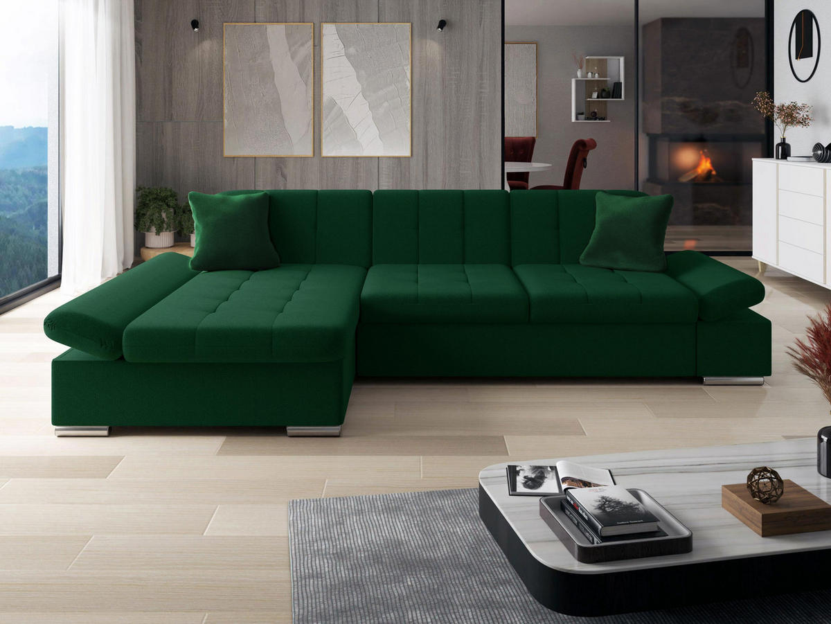 ECKSOFA Malwi, Seite: Links - Waldgrün, Holz/Textil (278/161cm) - MIRJAN24