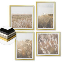 WANDBILDER 4er Set - 50x50 cm & 40x60 cm Goldrahmen - Landschaftsgrasblumen Wärme - Goldfarben, Kunststoff (50/50cm) - ArtPrintCave