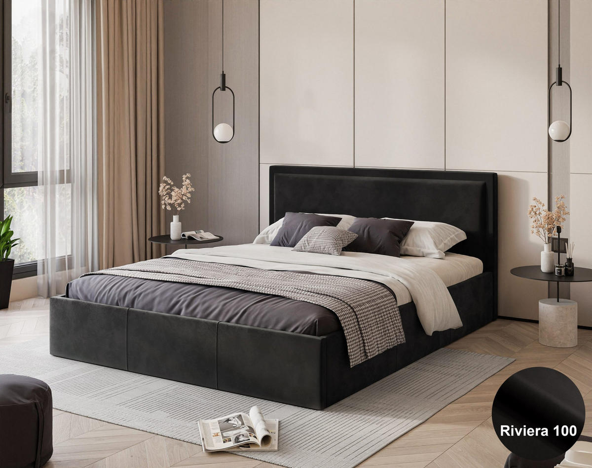 POLSTERBETT Osterne 120x200 cm, Schwarz - Schwarz, Textil (120/200cm) - Fedve