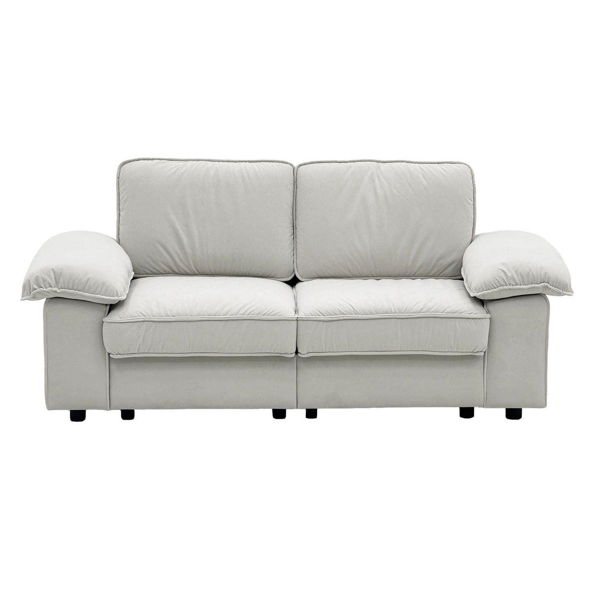 SOFA mit Stauraum Kurzplüsch-Polyester Bezug und Taschenfederkern 201/91/89 cm Creme - Creme, Textil (91/89/201cm) - Redom