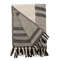 DECKE Ewelyn 130x180 cm, 100% Baumwolle, Schwarz-Weiß - Schwarz, Textil (130/180cm) - Au Maison