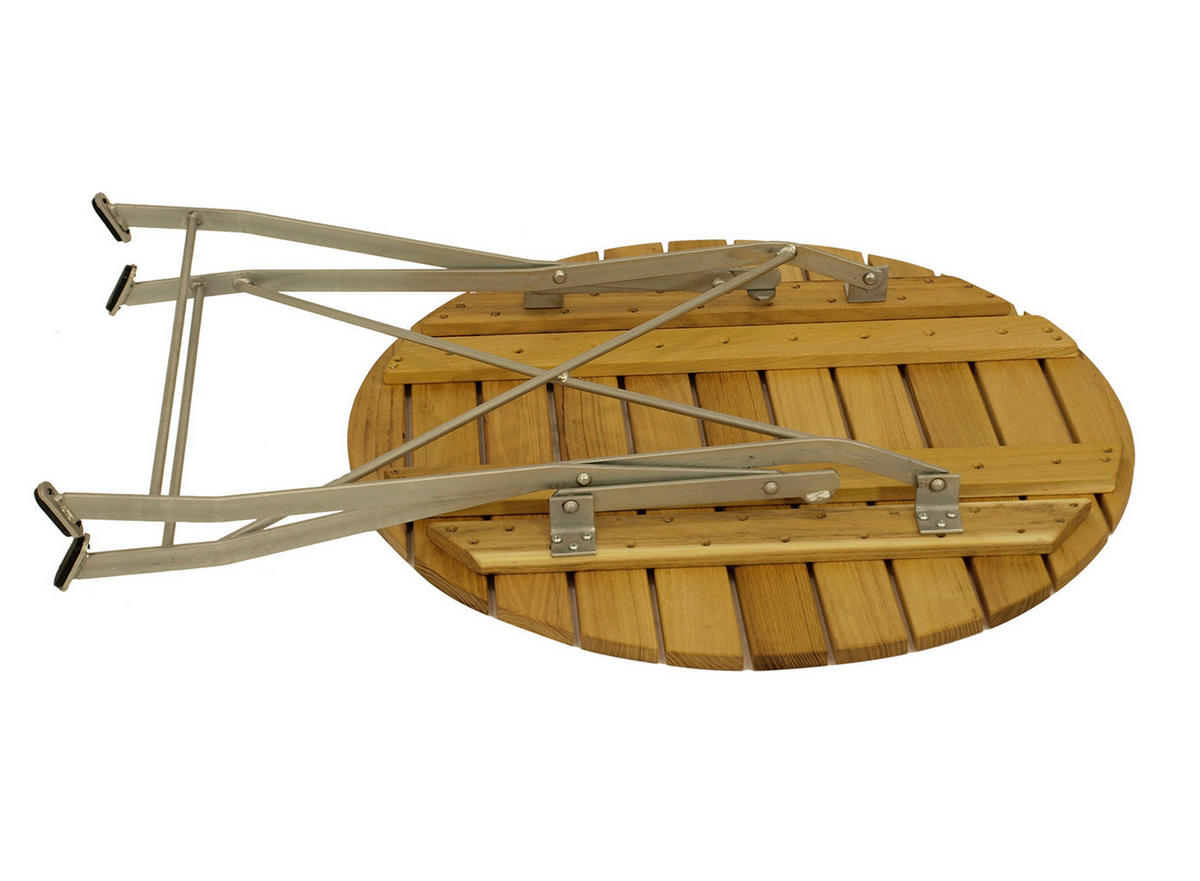 KLAPPTISCH Bad Belzig aus Robinienholz 77 cm rund, Stahlgestell Verzinkt - Braun, Holz (77/77/72cm) - TPFGarden