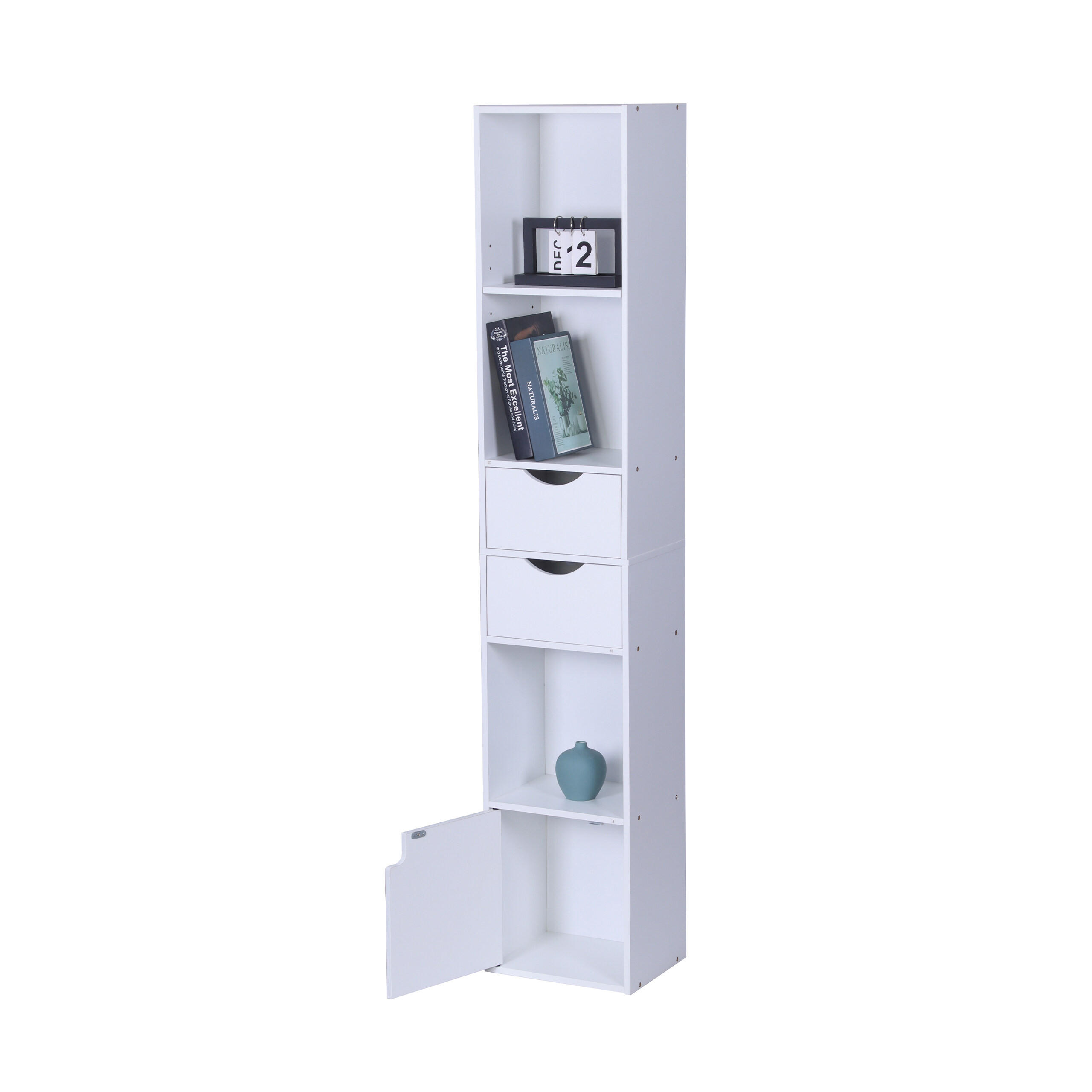 BÜCHERREGAL - Weiß, Holzwerkstoff (30/158/24cm) - Relaxdays