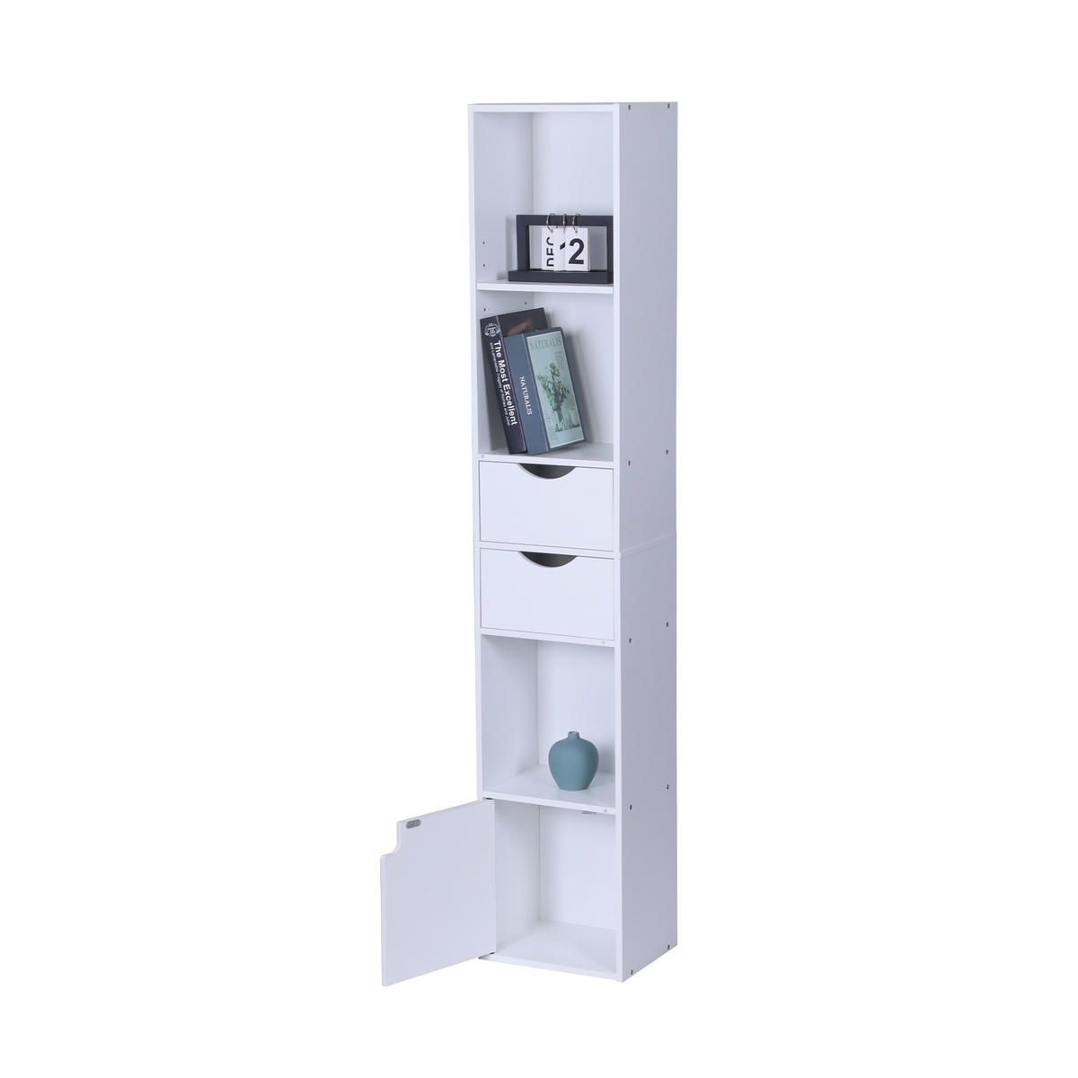 BÜCHERREGAL - Weiß, Holzwerkstoff (30/158/24cm) - Relaxdays