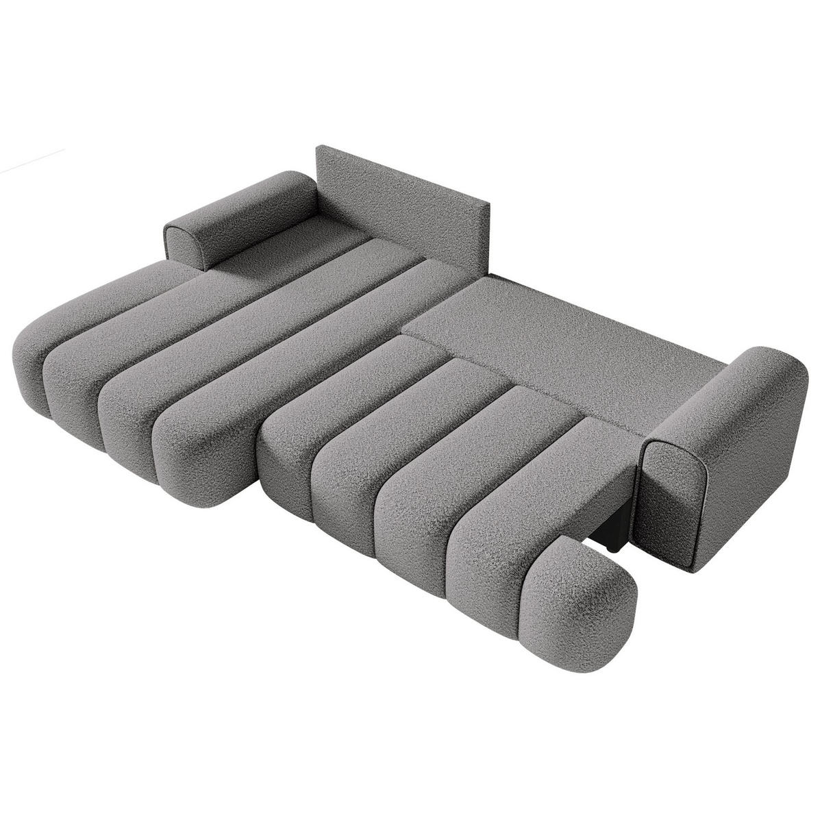 ECKSOFA Dandelino Grau mit Bouclé-Bezug, links - Schwarz/Grau, Kunststoff/Textil (275/168cm) - Selsey