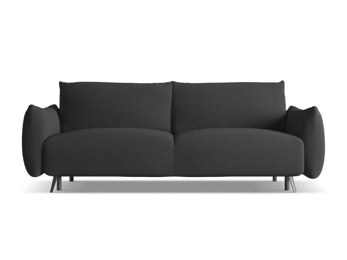 3-SITZER SOFA mit Schlaffunktion Chenille Stoff Schwarz - Anthrazit/Schwarz, Textil/Metall (230/86/105cm) - Makamii