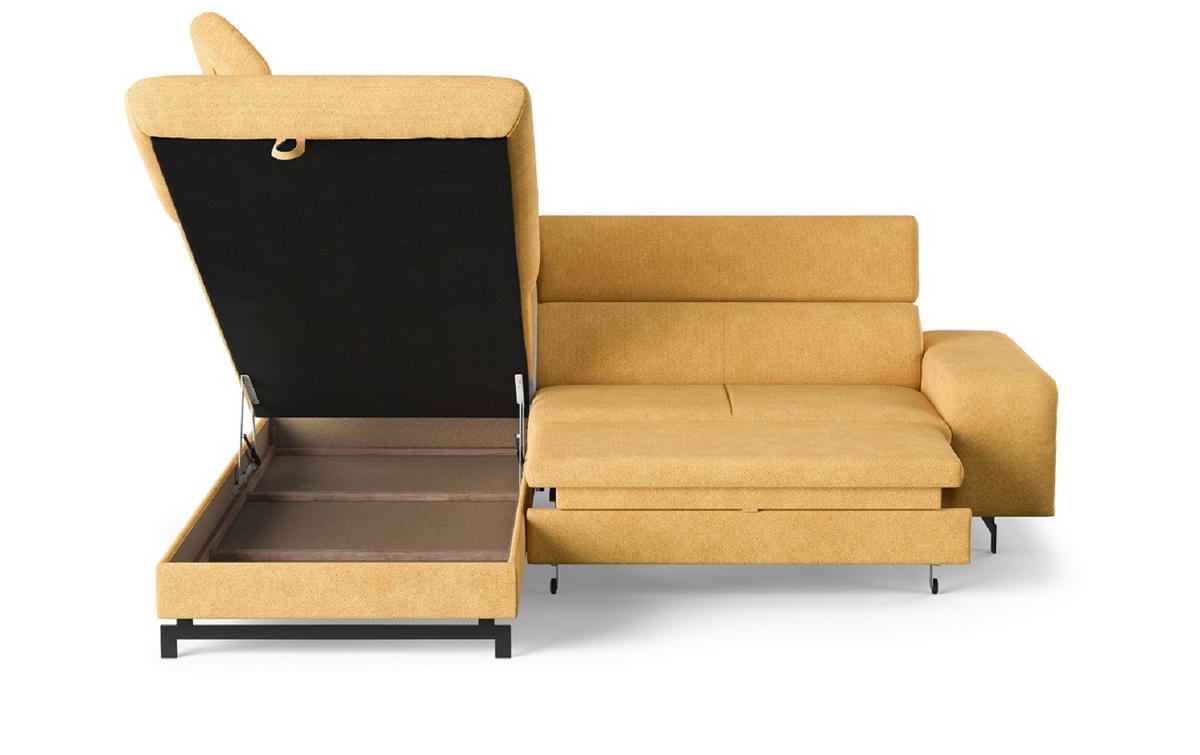 ECKSOFA mit Schlaffunktion und Bettkasten - Gelb/Schwarz, Kunststoff/Textil (262/215cm) - Cotta