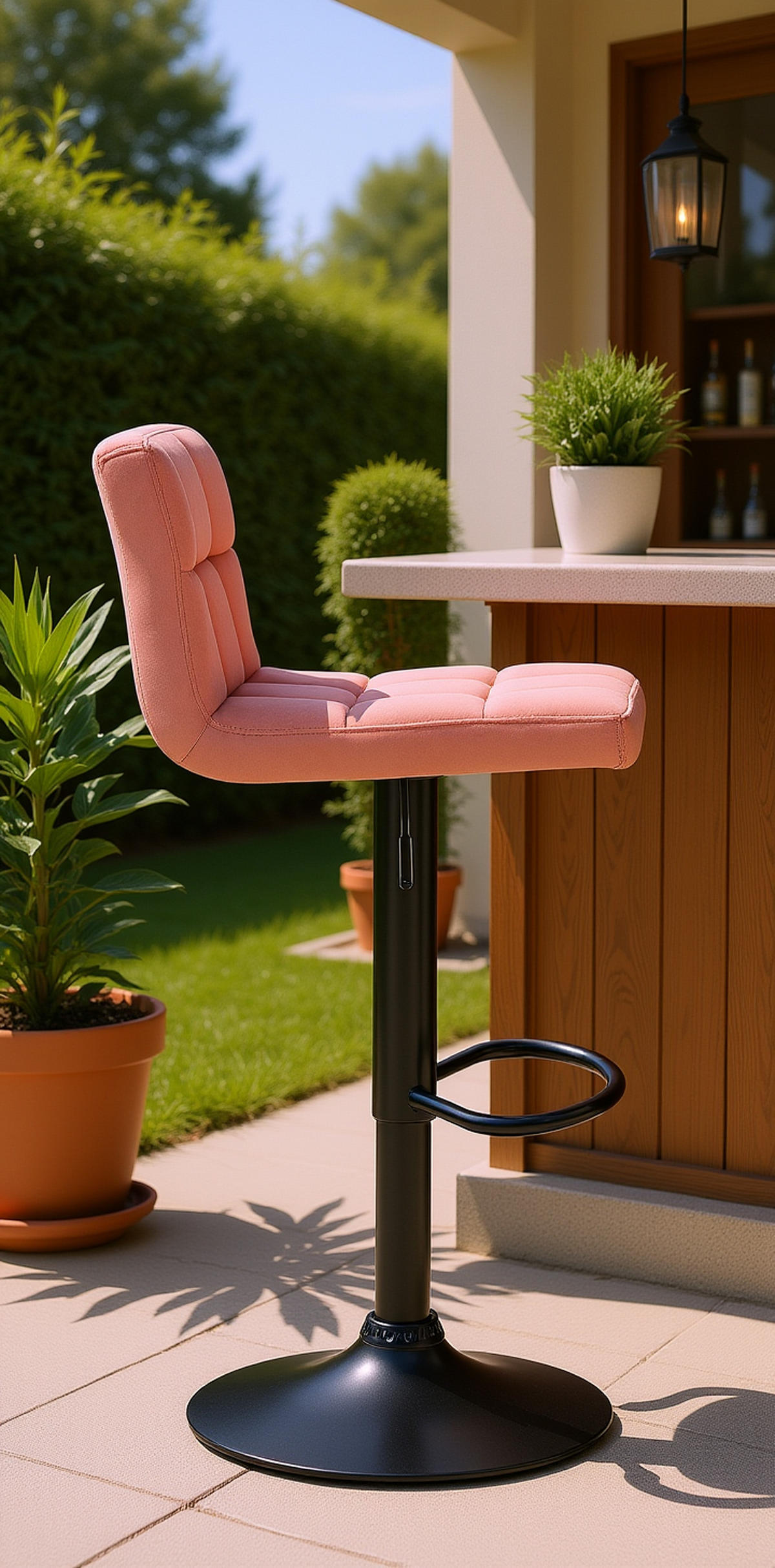 BARHOCKER 4er Set Fenai Samt pink - Pink/Schwarz, Textil/Metall (40/106/40cm) - TPFLiving