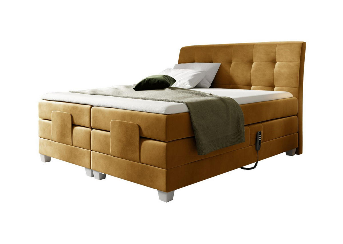 BOXSPRINGBETT DANTE - Gelb, Holzwerkstoff (120/200cm) - Meblini