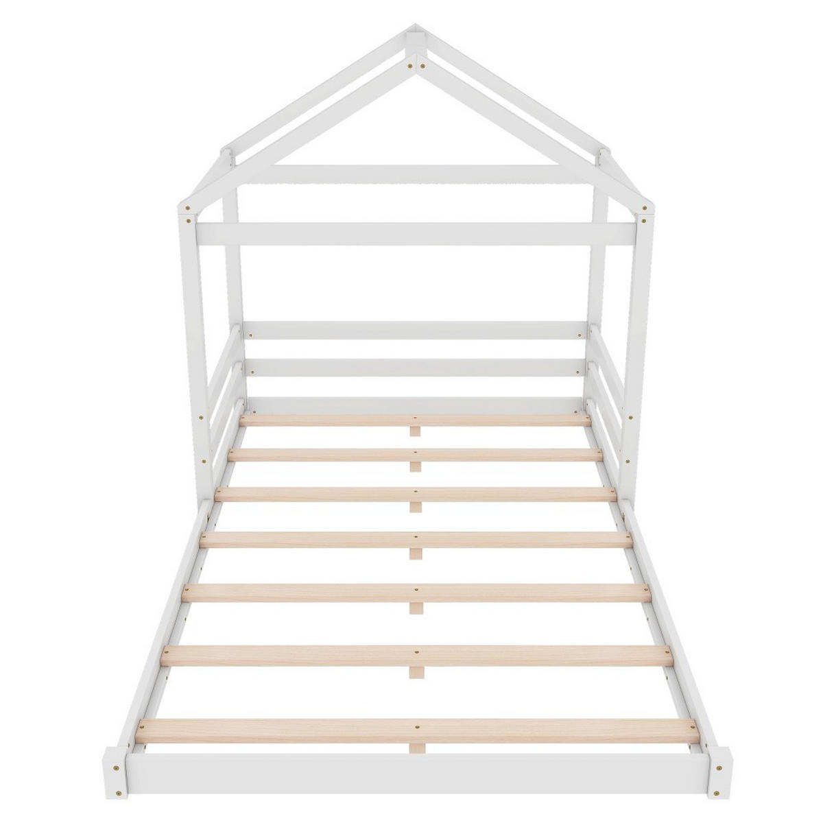 HAUSEBETT 140 x 200 cm in Weiß，Minimalistischer Stil - Weiß, Holz (140/200cm) - KOMHTOM