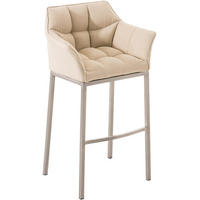 BARHOCKER Stoff creme - Edelstahlfarben/Creme, Textil/Metall (64/110/48cm) - CLP