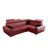 ECKSOFA APOLLO KN08, Eckcouch in L-Form mit Schlaffunktion, Farbe: Rot, Kunstleder, Ottomane Rechts - Rot, Textil (255/190cm) - O-Sofa