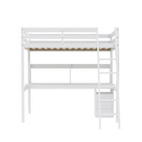 HOCHBETT STUDIO mit Schreibtisch Regal/ Hochbett 90x190 - Weiß - Weiß, Holz (90/190cm) - Weber Industries