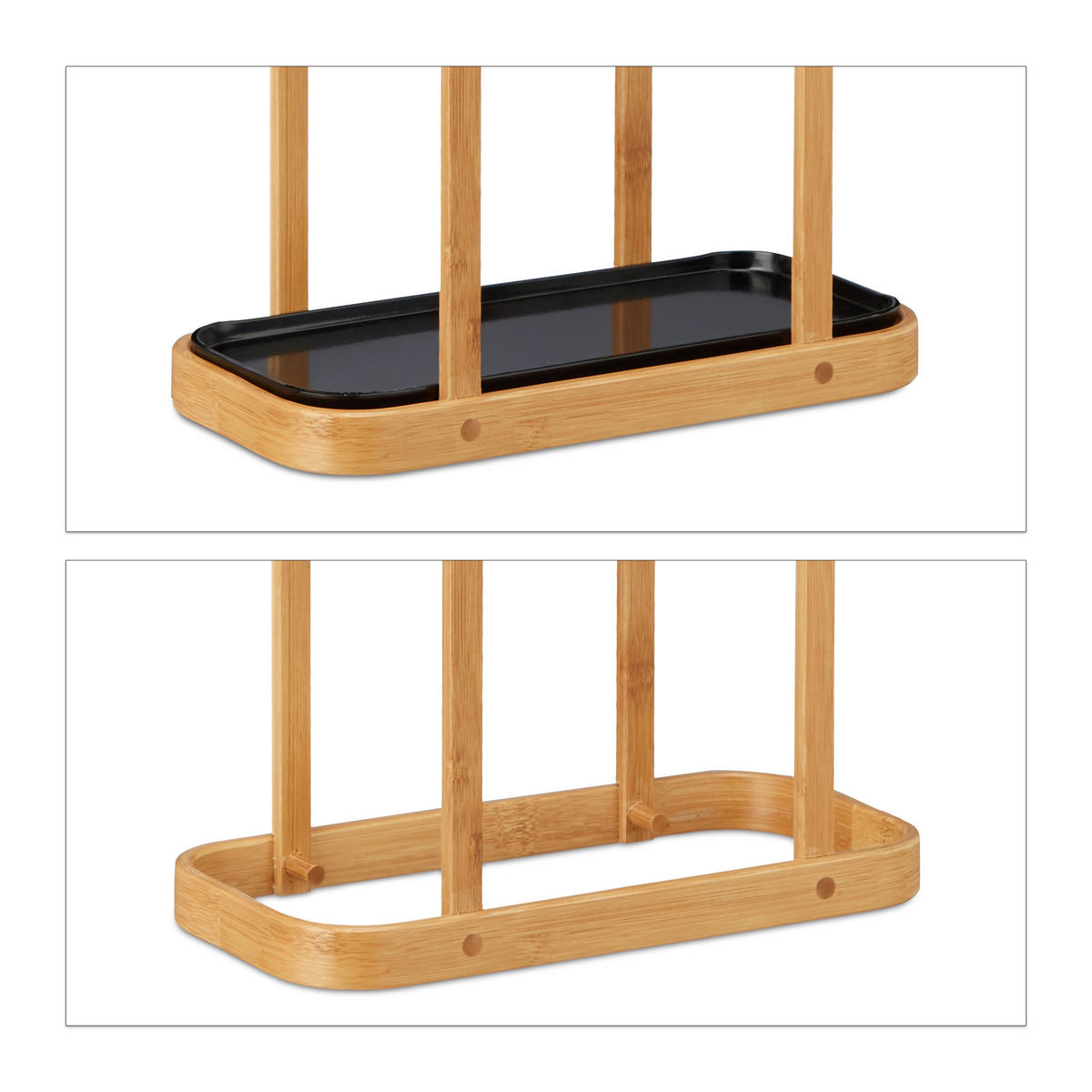 SCHIRMSTÄNDER - Hellbraun, Holz/Metall (29.5/45/15cm) - Relaxdays