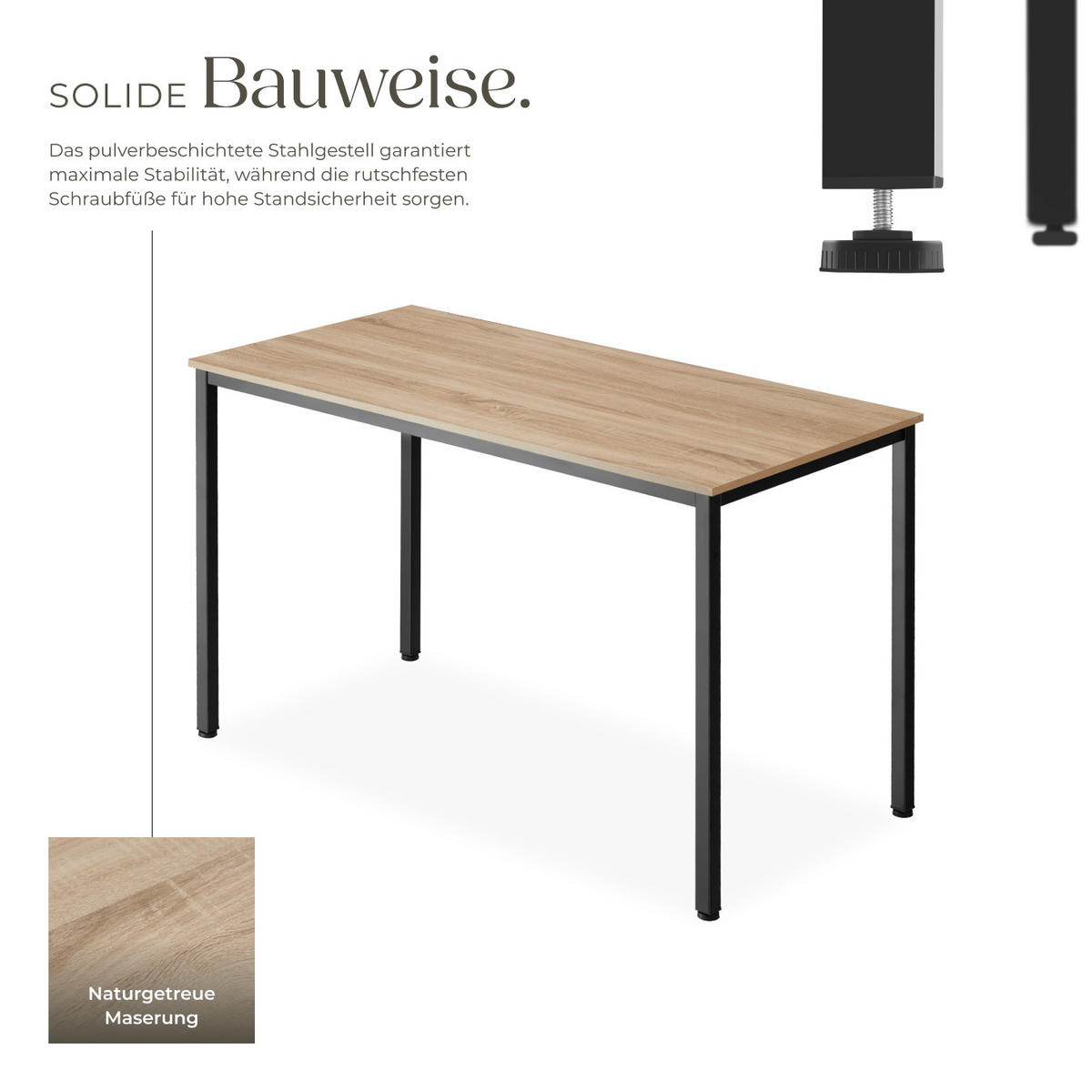 SCHREIBTISCH Vanport,120 x 60 x 75,5 cm,Industrial Holz hell, Eiche Sonoma - Naturfarben, Holzwerkstoff (120/60/75.5cm) - tectake