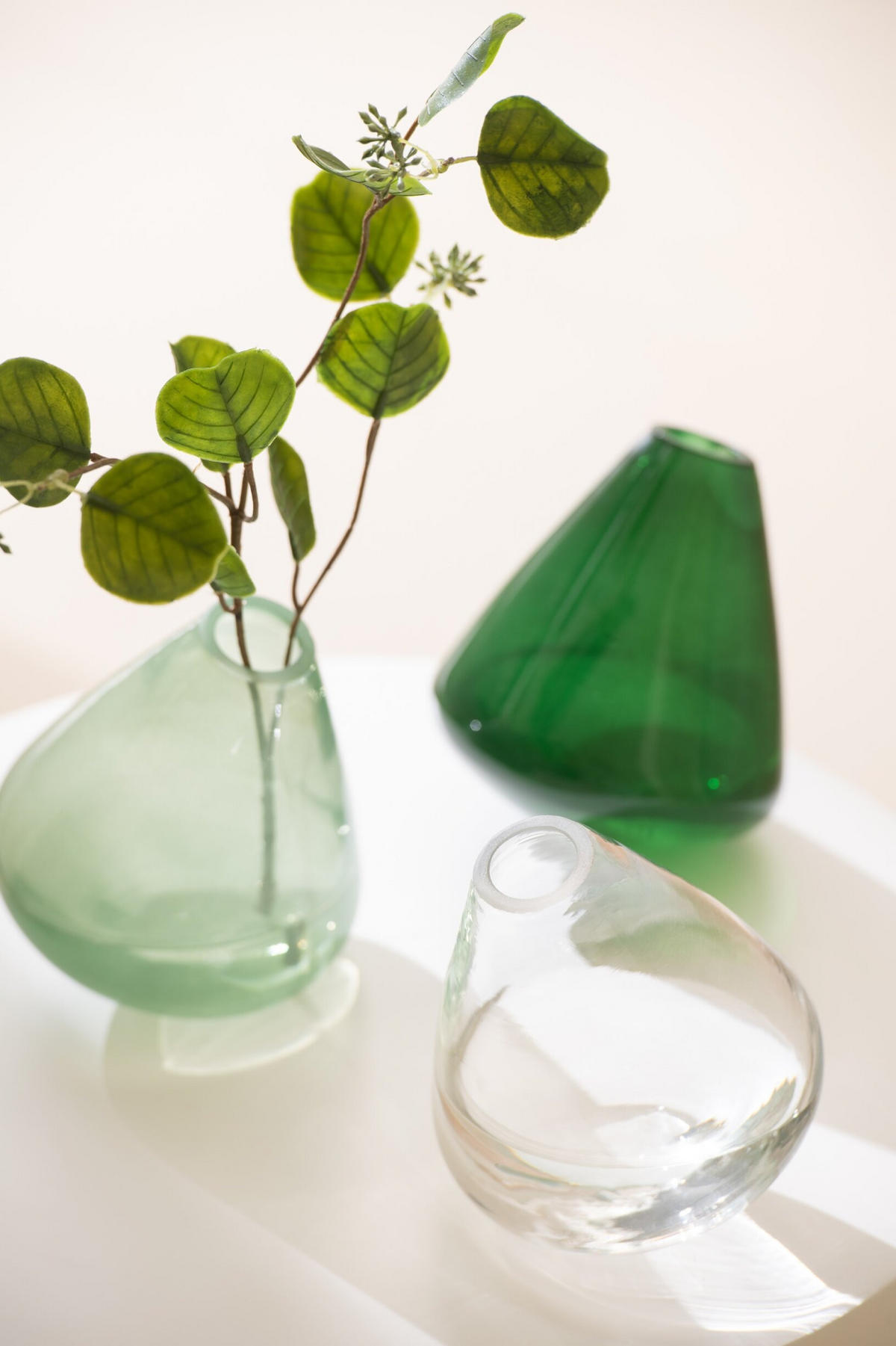 VASE TOPAZ - Glas - Grün - Ø 11.5 cm - Olivgrün, Glas (13.5cm) - J-Line