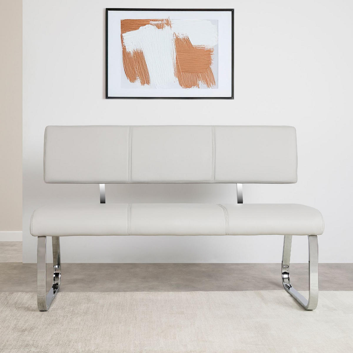 ESSZIMMERBANK VILAS hellgrau - Hellgrau, Textil/Metall (136/89/59cm) - IDIMEX