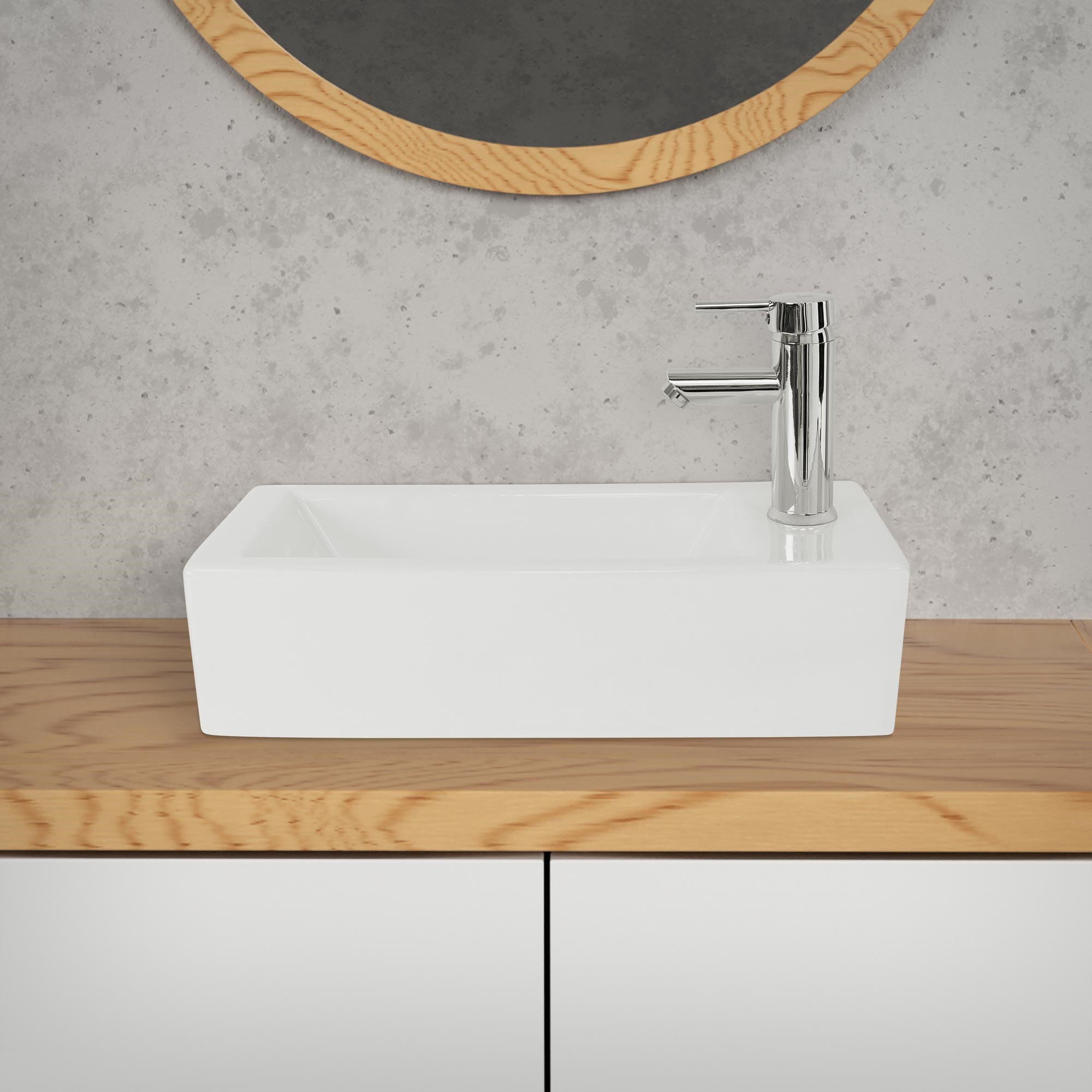 WASCHBECKEN - Weiß, Keramik (25/13/51cm) - ML-DESIGN