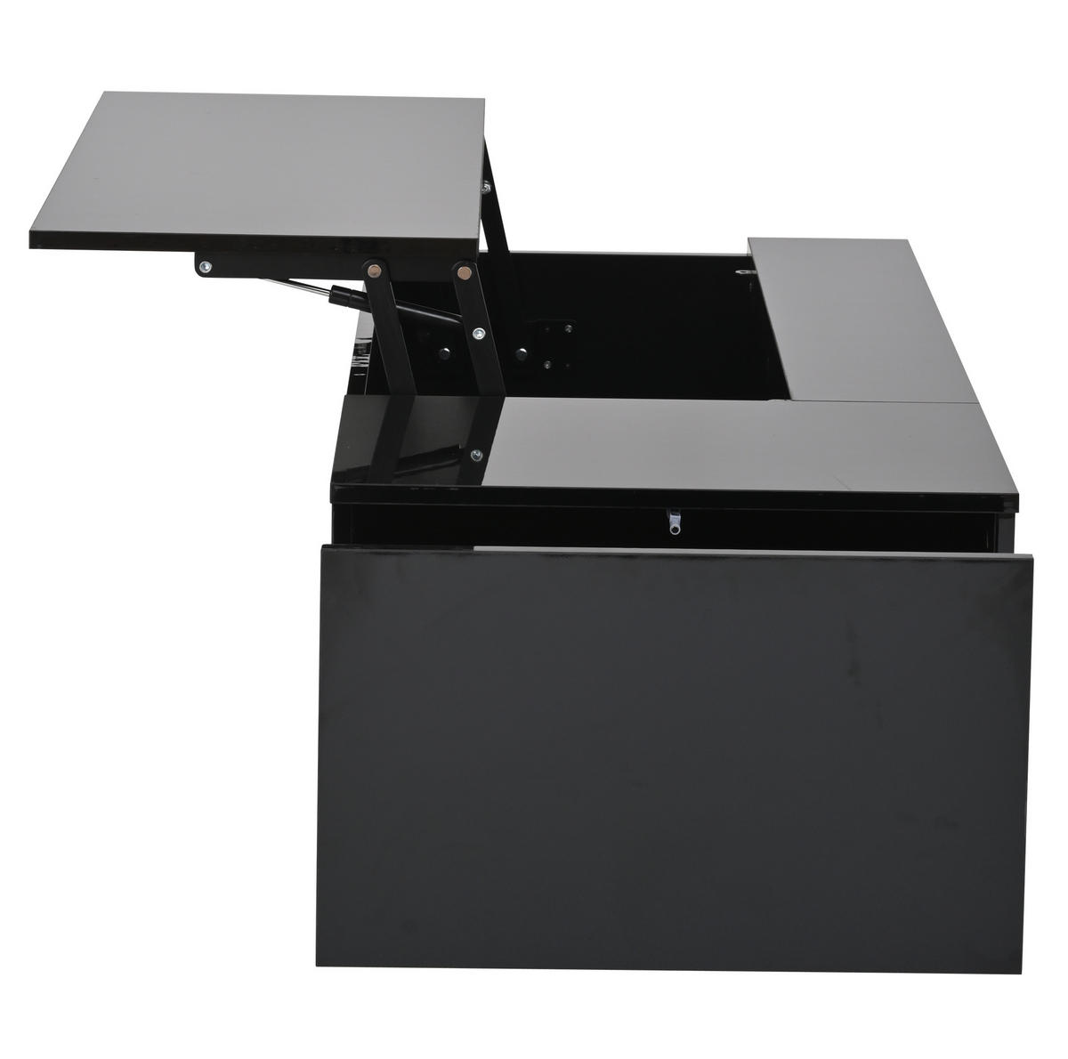 KLUB stolić 100/50/40 cm crni od iverice s podiznom pločom i LED rasvjetom - crna, drvni materijal (100/50/40cm) - OKWISH