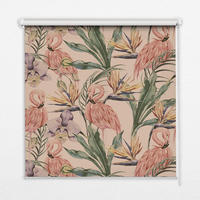 VNÚTORNÁ roleta - okenná roleta - roleta - 100x100 cm - Plameniaky a kvety - pink, plast (100/100/0.5cm) - TULUP