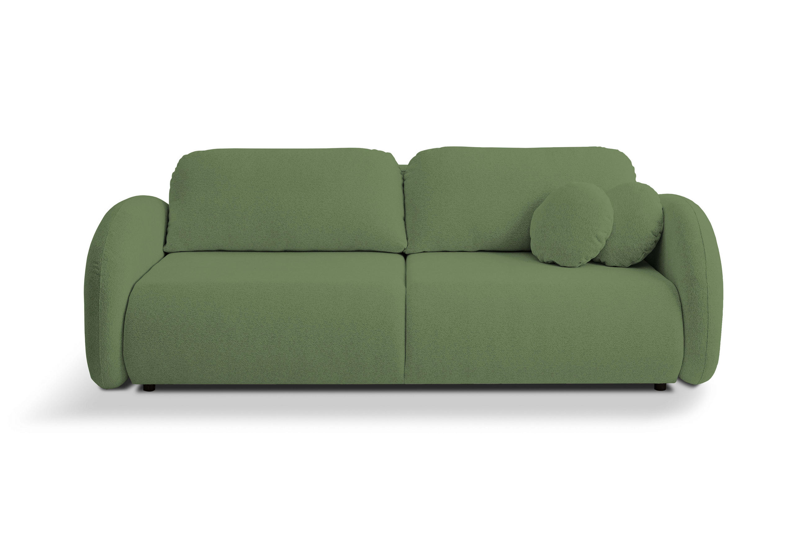 SOFA LOOP Schlaffunktion & Bettkasten PUR-Schaum Schwarze Kunststofffüße skandinavischer Stil lose Rückenkissen freistehend 234x112x86 cm Green - Grün, Holz/Textil (234/86/112cm) - DomoHome
