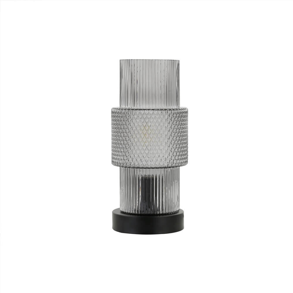 TISCHLAMPE YUKI - Rauchgrau, Kleine Tischlampe - Grau, Glas (12.7/12.7/27.9cm) - Home Deluxe
