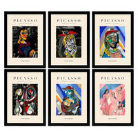 POSTER Set Mit 6 Illustrationen Von Pablo Picasso Licht Schatten A3 Schwarzer Rahmen - Schwarz, Papier (29/3cm) - Nacnic