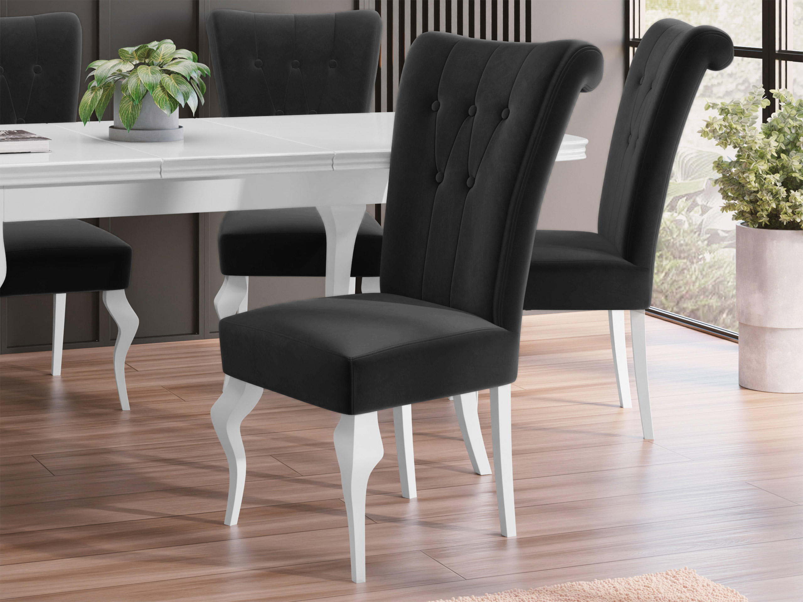 POLSTERSTUHL Frigene 01 - Schwarz/Weiß, Holz/Textil (52/100/70cm) - MIRJAN24