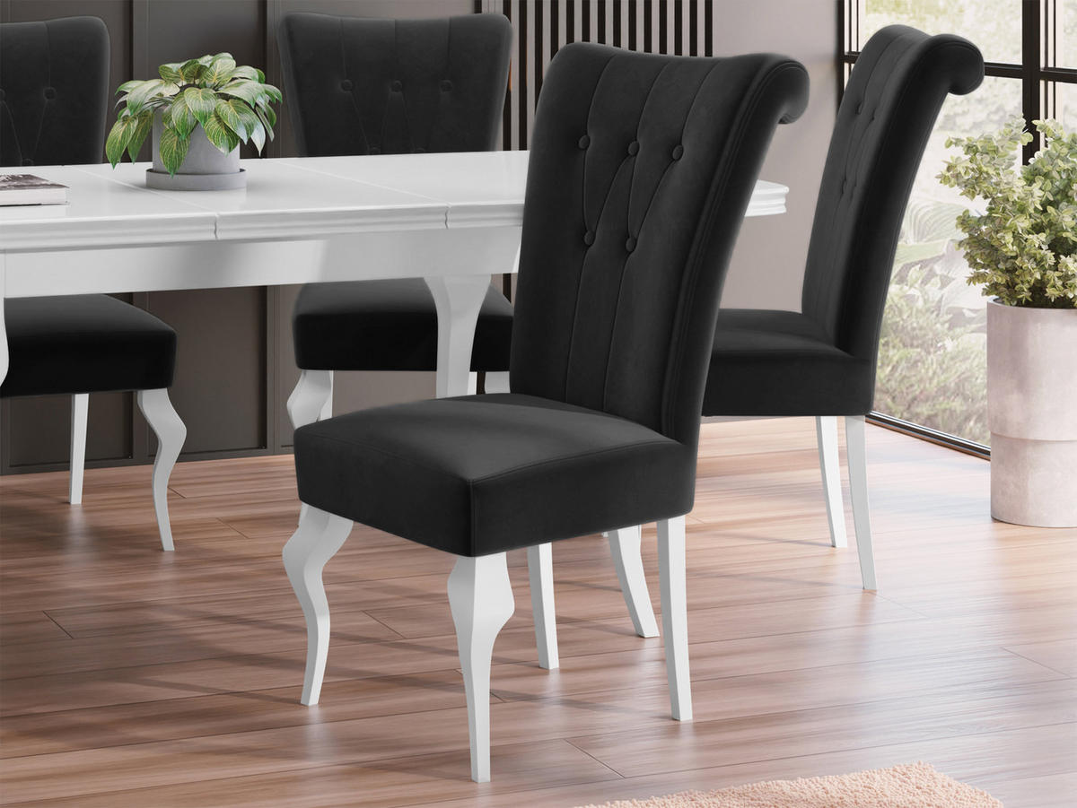 POLSTERSTUHL Frigene 01 - Schwarz/Weiß, Holz/Textil (52/100/70cm) - MIRJAN24