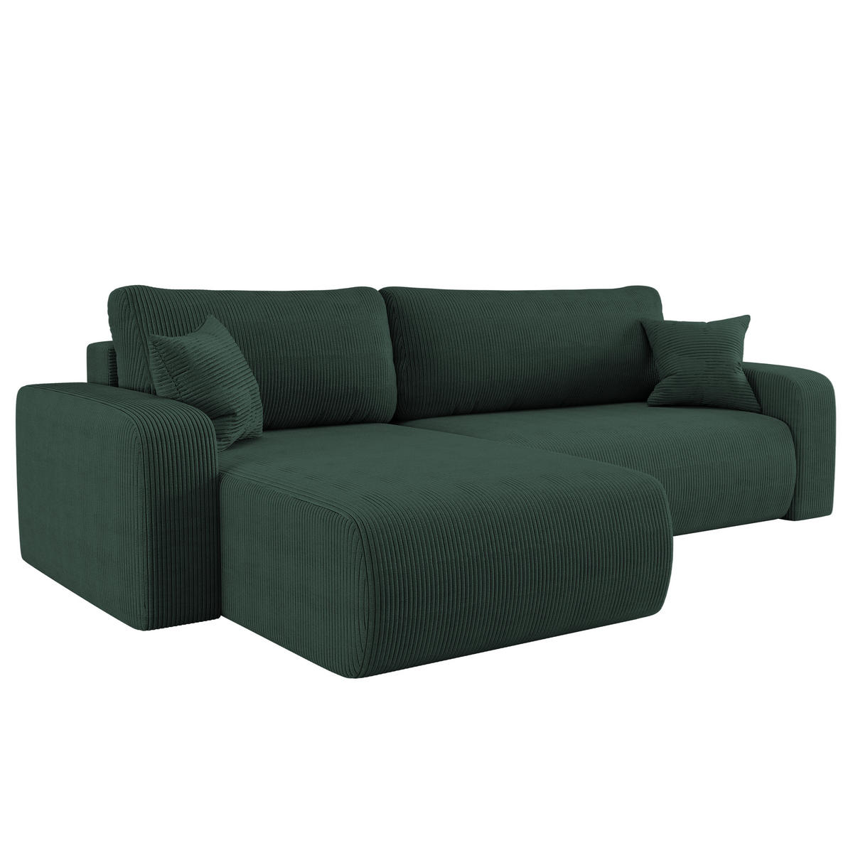 SCHLAFSOFA MILANO XL und bettkasten stoff Poso Dicker Cord Grün Links - Grün, Holz (274/82/145cm) - Kaiser Möbel