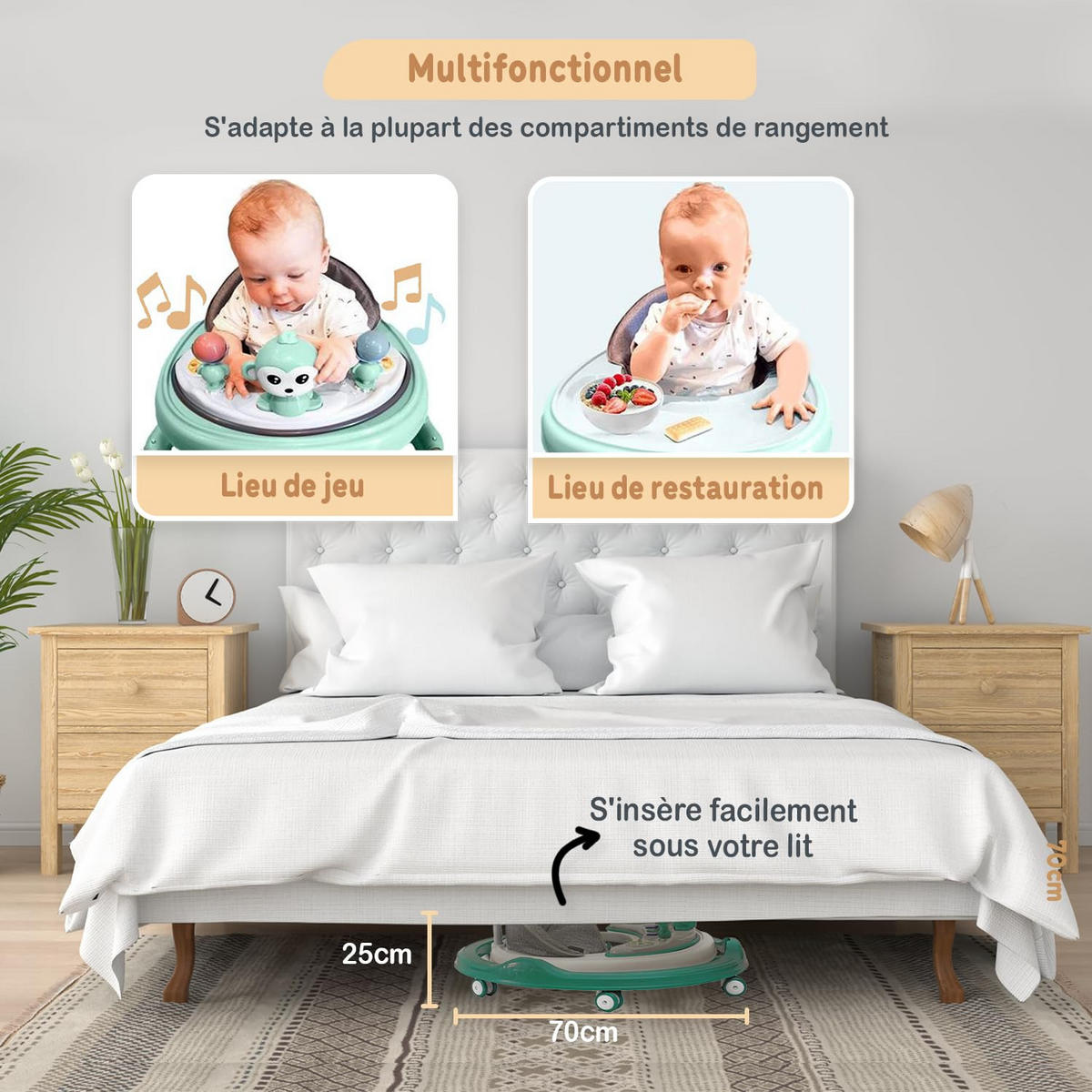 LAUFLERNWAGEN mit Spielset & Bodenmatte Azur Blau - Dunkelblau, Kunststoff (70/70cm) - Twinky