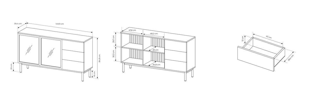 SIDEBOARD Holmric in Evoke Eiche 150/85/39 cm - Eichefarben/Braun, Holz/Holzwerkstoff (149.9/84.8/39.4cm) - WFL GROUP