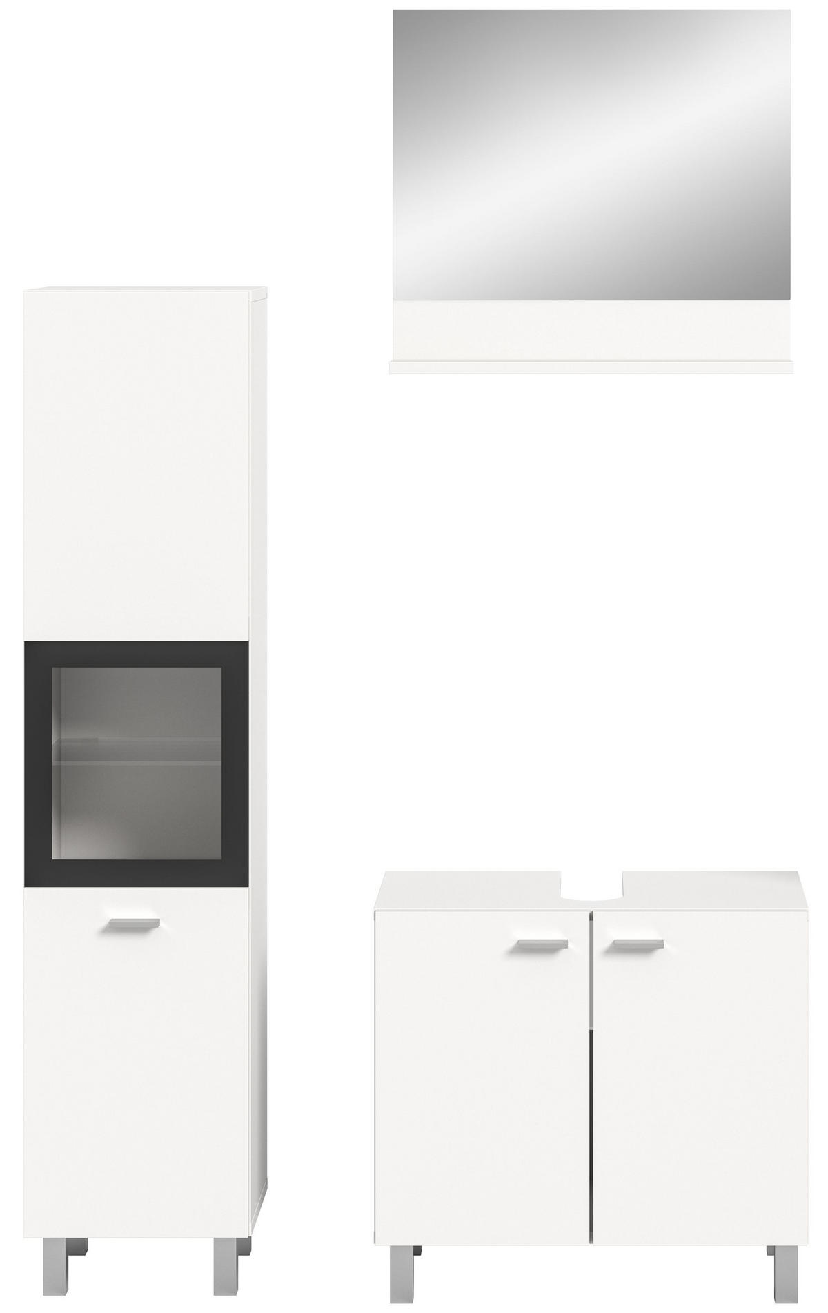 BADKOMBINATION 3tlg. Boston/Tampa Bad in weiß Nachbildung und schwarz B/H/T: 102x186x33 cm - Weiß, Holzwerkstoff (102/186/33cm)