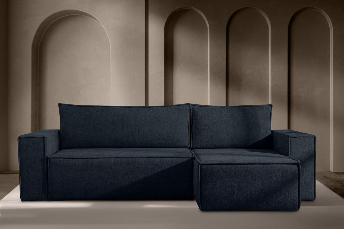ECKSOFA-LINKS/RECHTS NAPI II mit Schlaffunktion, dunkelblau - Dunkelblau, Textil (262/148cm) - KONSIMO®