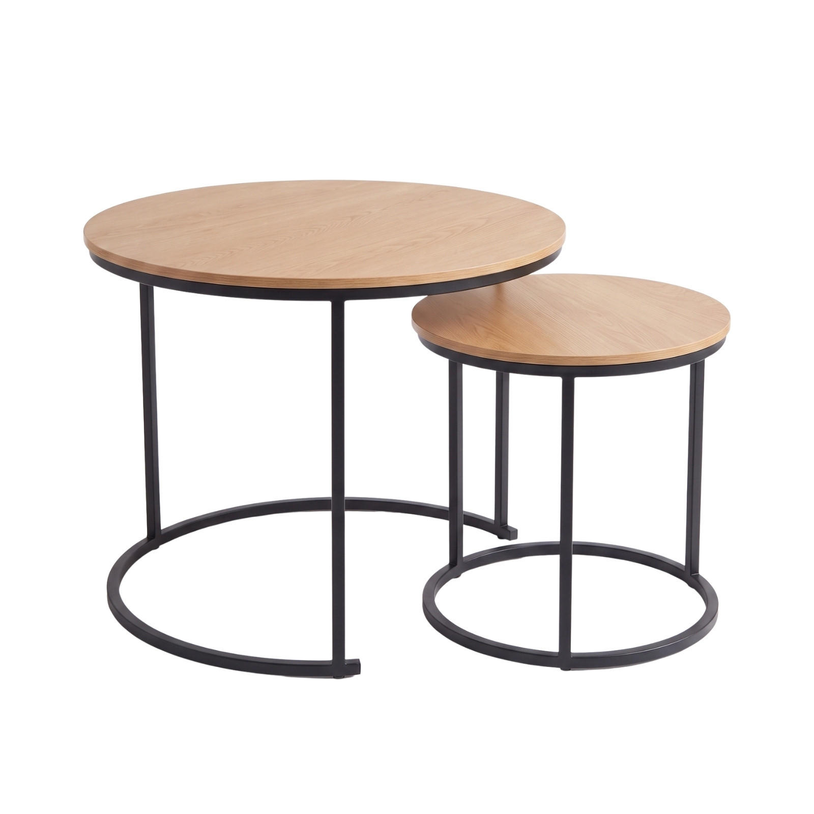 COUCHTISCH 2er-Set rund Schwarz, Braun - Braun, Metall (60/60/50cm) - SCENA LIVING