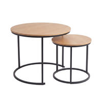 COUCHTISCH 2er-Set rund Schwarz, Braun - Braun, Metall (60/60/50cm) - SCENA LIVING