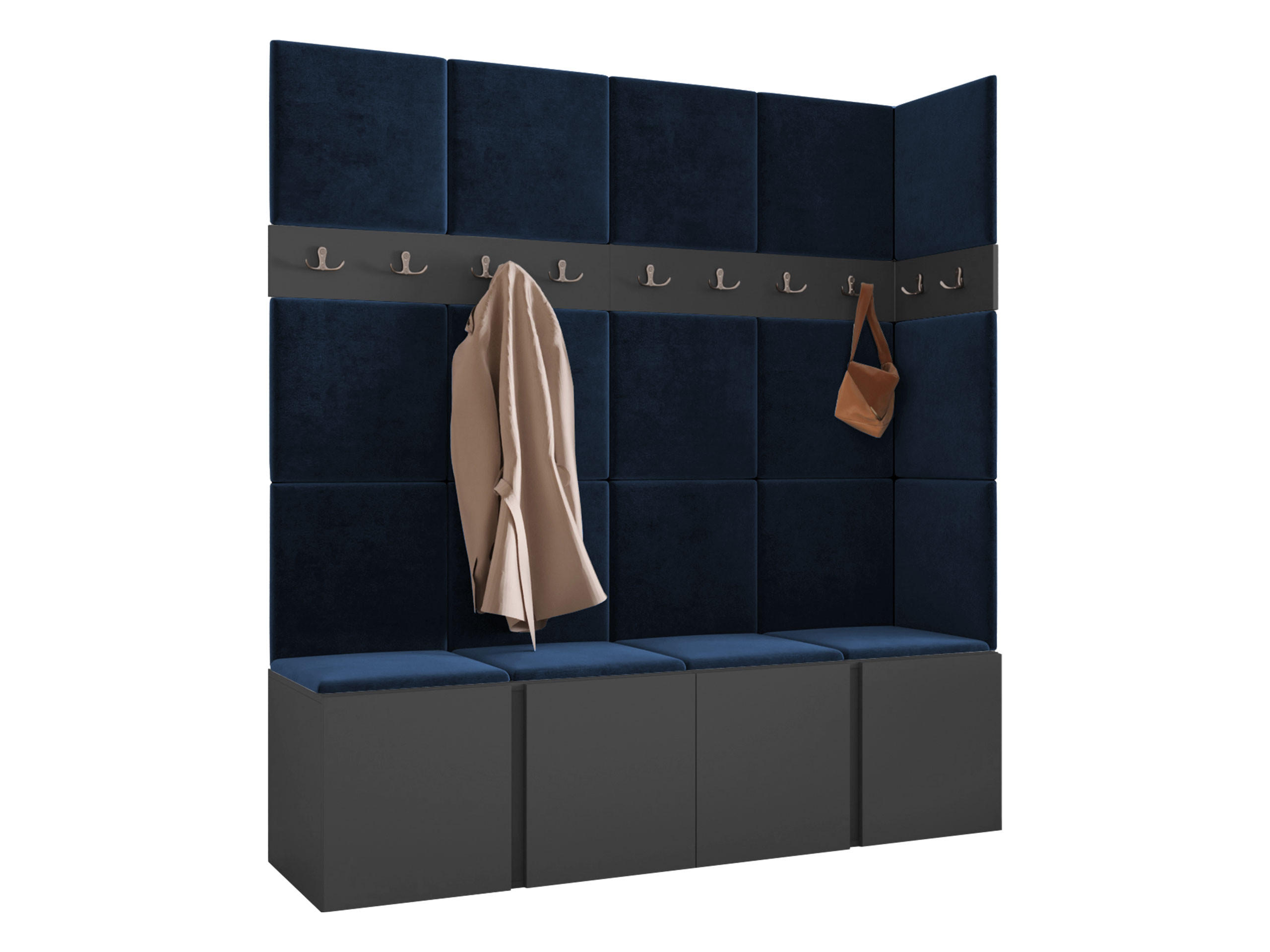 MOBILIER PENTRU HOL Orion II - albastru/grafit, material plastic/compozit lemnos (168/186/46cm) - MIRJAN24