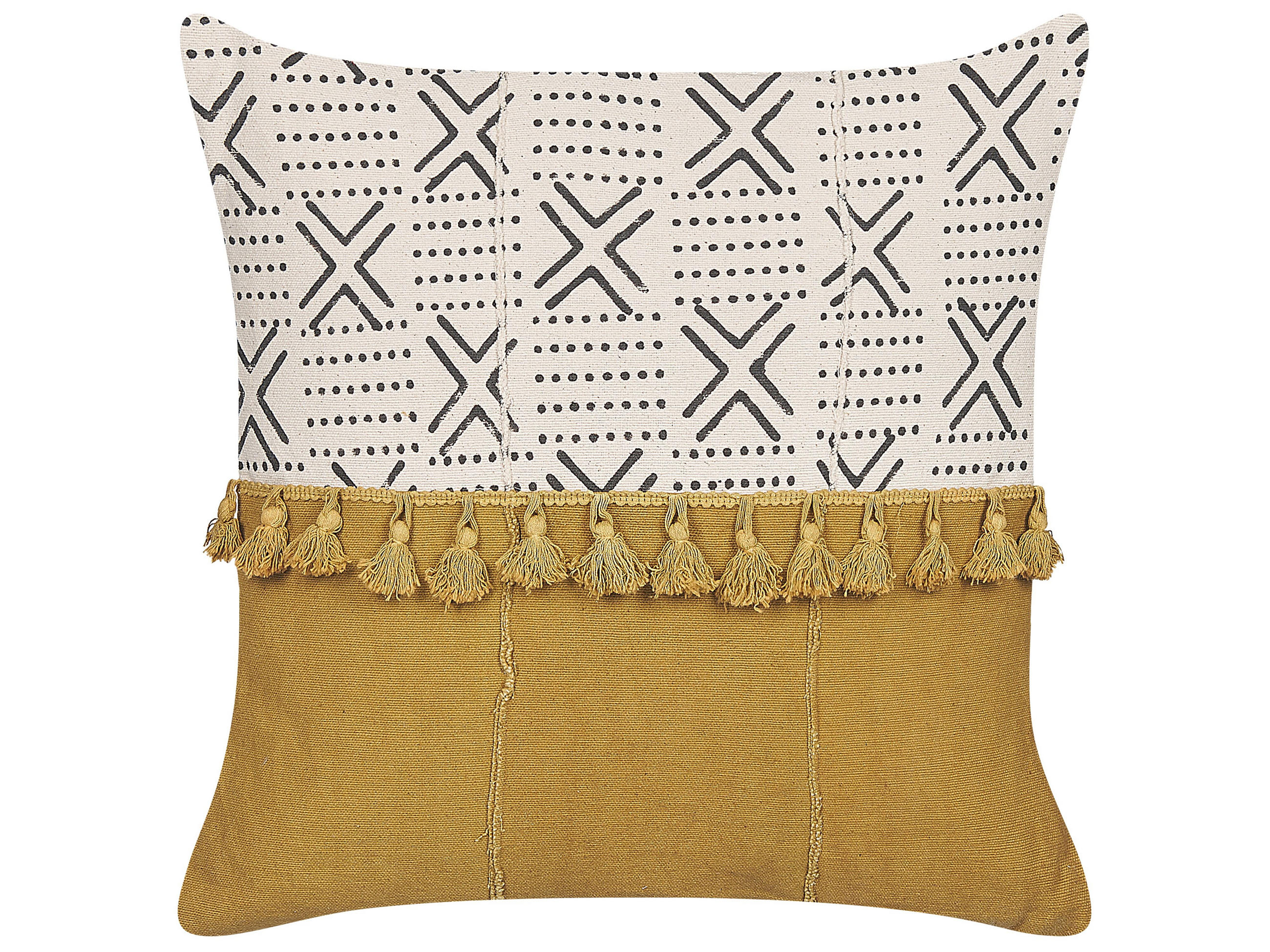 DEKOKISSEN Cremeweiß 45/45 cm Woodi - Ecru, Naturmaterialien/Textil (45/45cm) - Beliani
