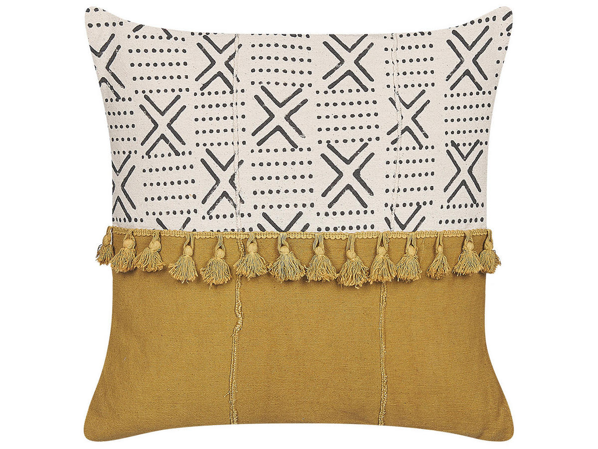 DEKOKISSEN Cremeweiß 45/45 cm Woodi - Ecru, Naturmaterialien/Textil (45/45cm) - Beliani