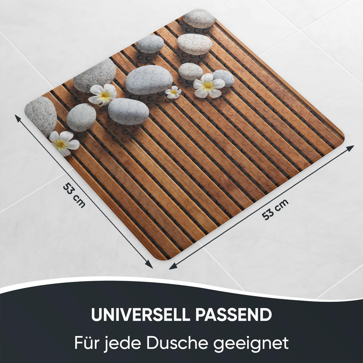 BADEMATTE Zentara - Braun, Kunststoff (53/53cm) - Sanilo