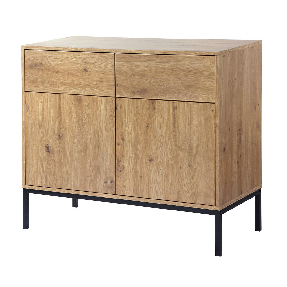 KOMMODE 2 Türen2 SchubladenEichendekor 40/80/90 cm - Eichefarben, Holzwerkstoff (90/80/12.5cm) - Calicosy