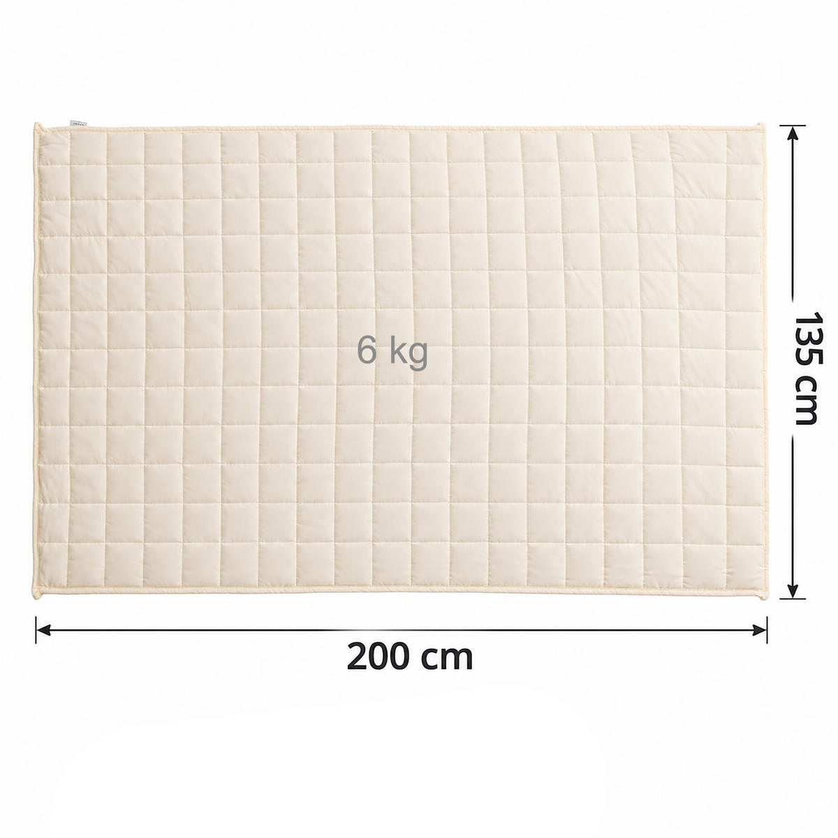 GEWICHTSDECKE Creme 6 kg - Creme, Glas/Textil (135/200cm) - Relaxdays