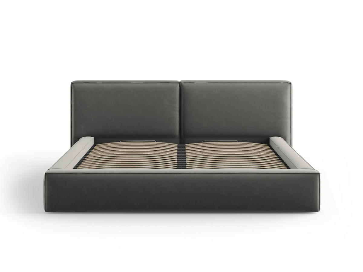 BETT mit Bettkasten und Kopfteil Jodie aus Samt hellgrau 200x200cm - Hellgrau, Textil (200/200cm) - Micadoni