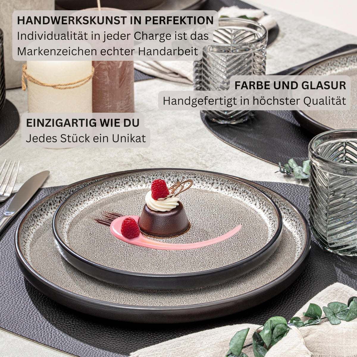 TAFELSERVICE LUXOR - 36 teilig aus Steingut 12 Personen - Beige, Stein (50/30/80cm) - Sänger