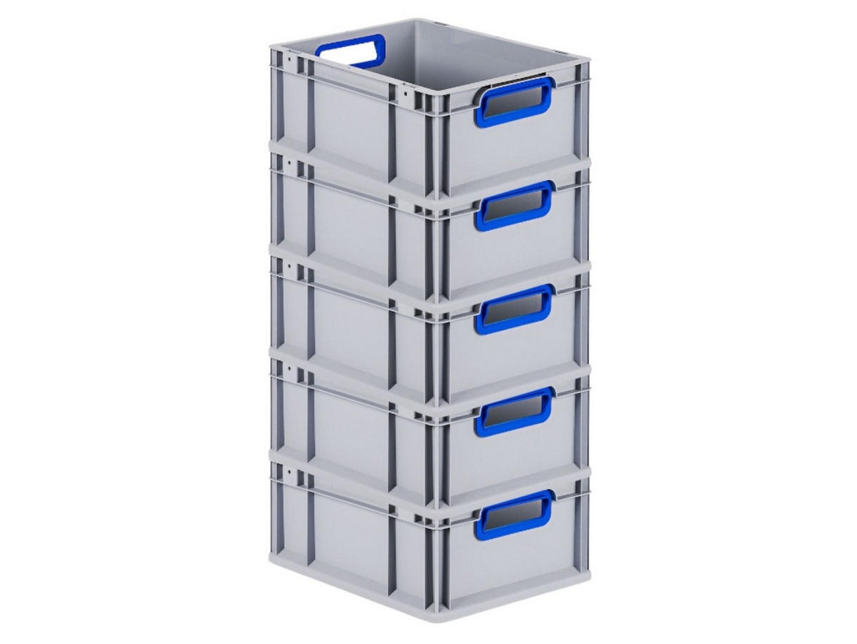 EUROBOX 5x Nextgen Color 17x30x40cm 16 Liter Griffe Blau Offen - Blau, Kunststoff (30/17/40cm) - PROREGAL