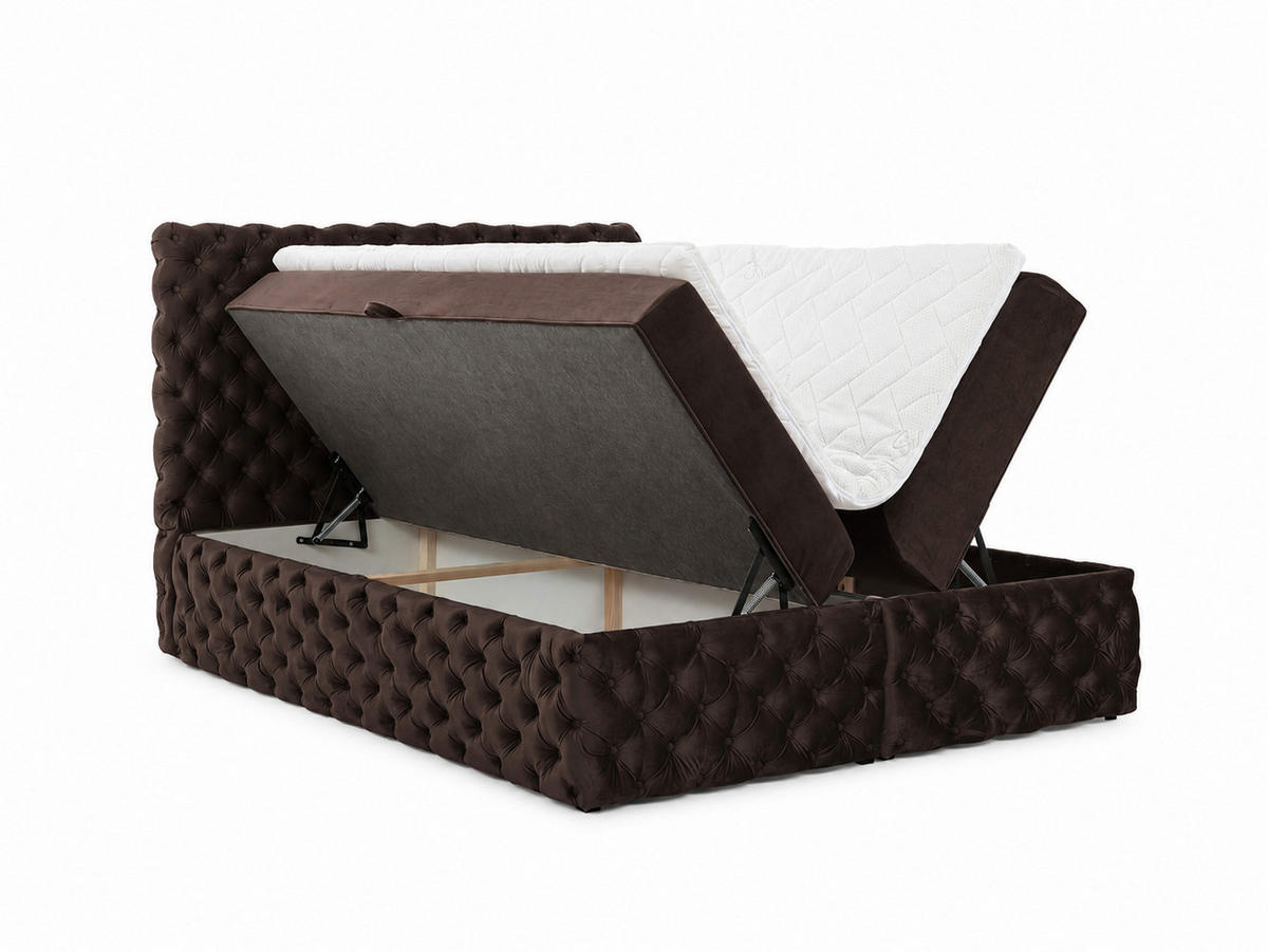 BOXBETT mit zwei Stauraum 140x200 cm in Braun - Braun, Textil (140/200cm) - Home Collective
