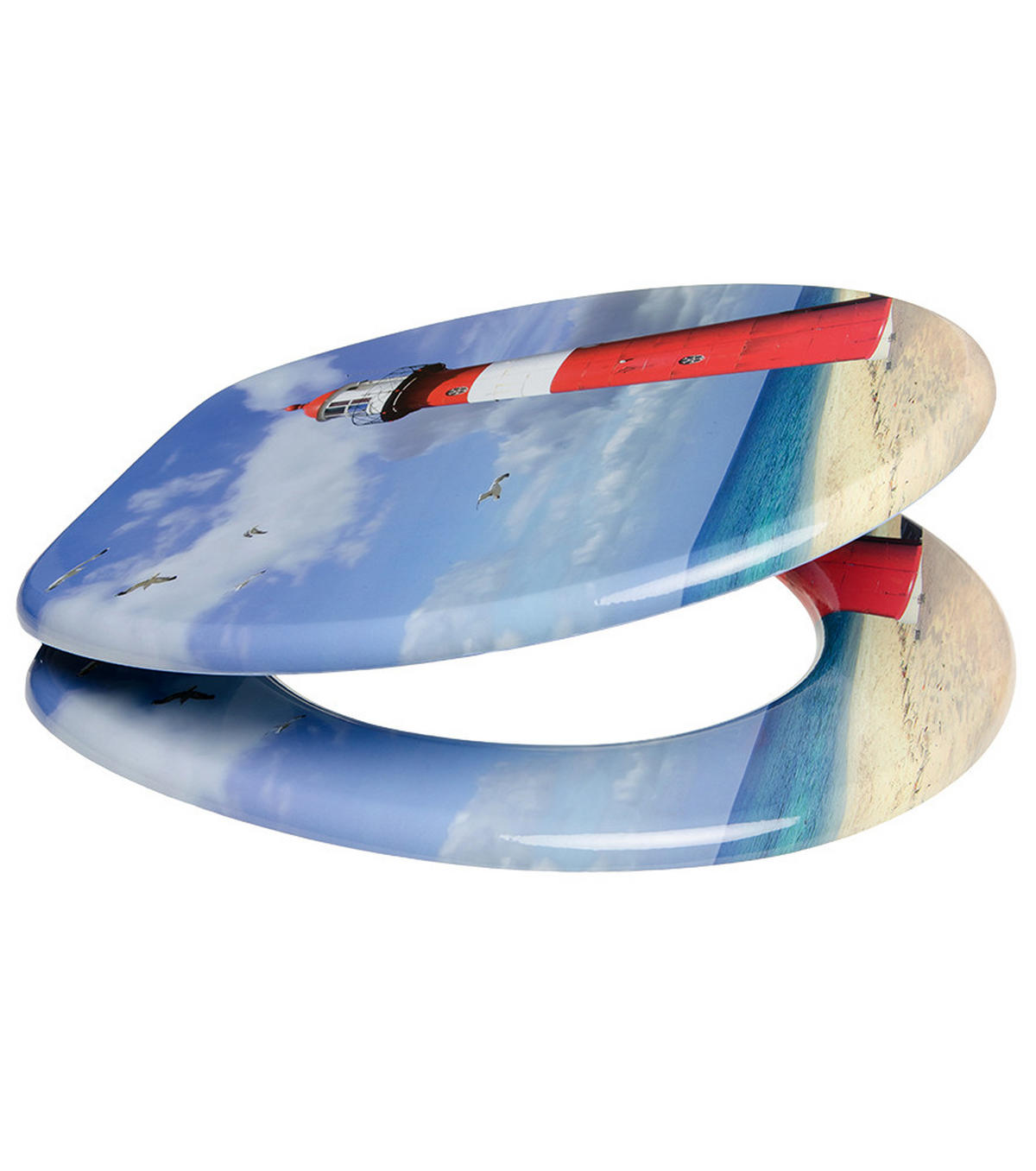 WC-SITZ Leuchtturm - Rot, Holzwerkstoff (38/6/47cm) - Sanilo