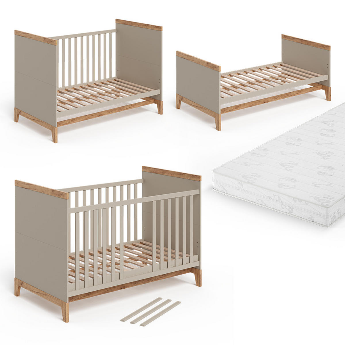 DĚTSKÁ POSTÝLKA Malia Kašmír/Řemeselné - kašmírová/světle šedá, kompozitní dřevo - VitaliSpa